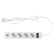 Filtro de Linha Intelbras Bivolt 4 Tomadas 2 USB Cabo 3M EPE 204 + 4824206 Branco