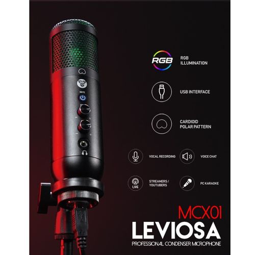 Microfone USB Leviosa RGB  Preto MCX01- Fantech