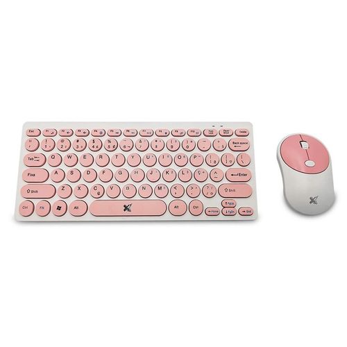 Kit Teclado e Mouse Sem Fio Freestyle V2 Series Branco/Rosa 60000093 - Maxprint