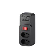 Adaptador para 2 tomadas e 2 USB + Chave EAC 202 - Intelbras