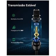 Cabo de Áudio Optico 2M AV122 Preto - Ugreen