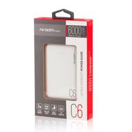 Carregador Portátil USB / MicroUSB 6000 MAH  Branco C6 - Argom