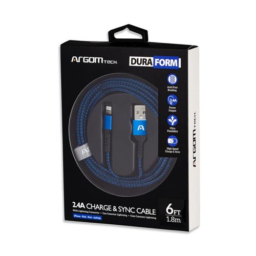 Cabo USB para Lightning 1.8M Dura Form Nylon Azul ARG-CB-0023BL - Argom