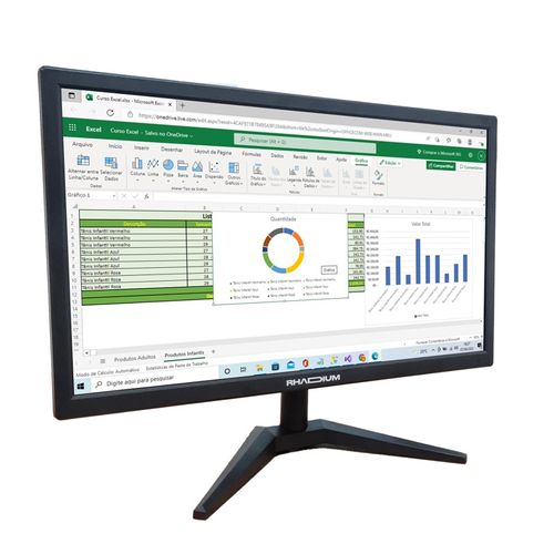 Monitor LED 23.8" Wide FHD RHA-LCD-0003 Preto  - Rhadium