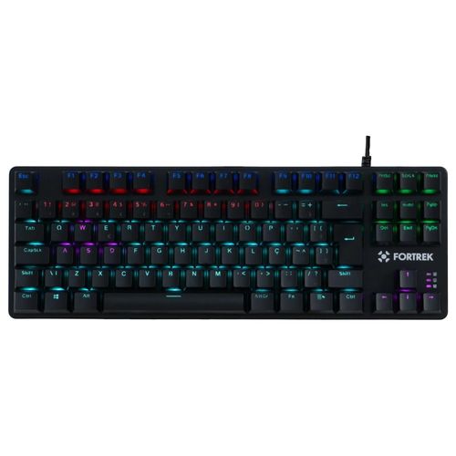 Teclado USB Gamer Mecanico Black Hawk RGB Compacto - Fortrek