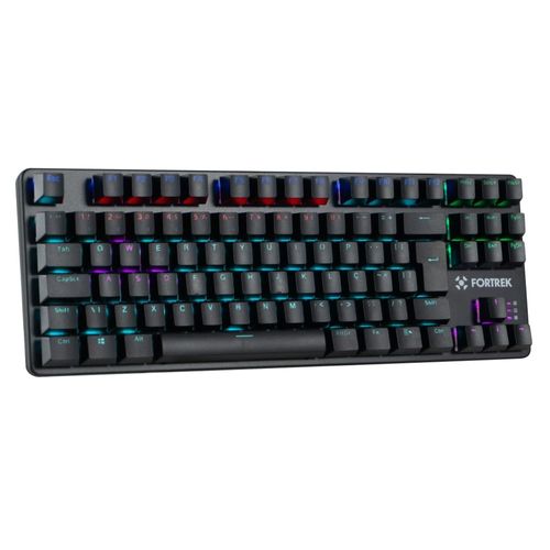 Teclado USB Gamer Mecanico Black Hawk RGB Compacto - Fortrek