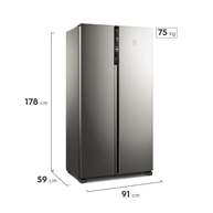 Geladeira Electrolux Frost Free Inverter Side by Side 435L com AutoSense IS4S 127V Inox