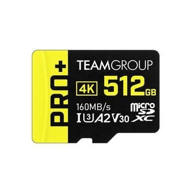 Cartão de Memória Micro SDXC Gaming 512GB Pro+ UHS-I U3 A2 V30 - Team Group