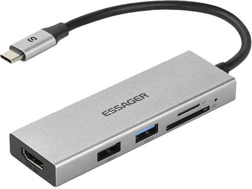 Adaptador USB-C para HDMI/USB2.0/USB3.0/SD/TF EHBC05-FH0G-P Cinza- Essager