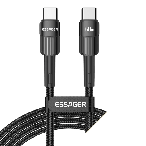 Cabo USB-C para USB-C 1.0M Nylon 60W EXCTT2-XC01-P Preto - Essager