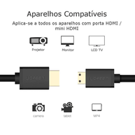 Cabo Ugreen HDMI para Mini HDMI1.5M HD108 Preto