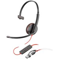 Headset Poly com Fio USB-A E USB-C com Controle de Audio Blackwire C3210