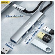 HUB Essager USB-C 3.0 4 portas EHBC04-FY0G-P Cinza