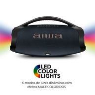 Caixa de Som AIWA Portátil Boombox Plus Bluetooth RGB 200W Azul