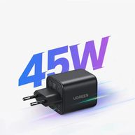 Carregador de Viagem Ugreen Rápido 45W GaN USB-A + USB-C 65057 Preto