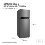 Geladeira Midea Duplex Frost Free Inverter 394L RT533 127V Cinza